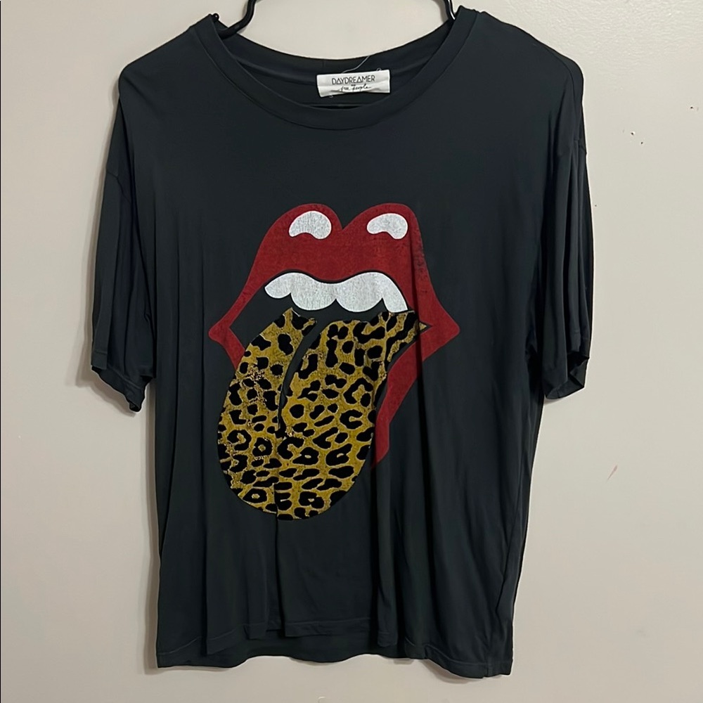 Daydreamer‎ by Free People Rolling Stones Tee Grey Size Small